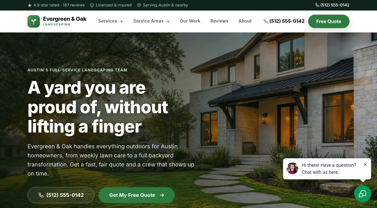 Live landscaping demo site built by Alexo Digital
