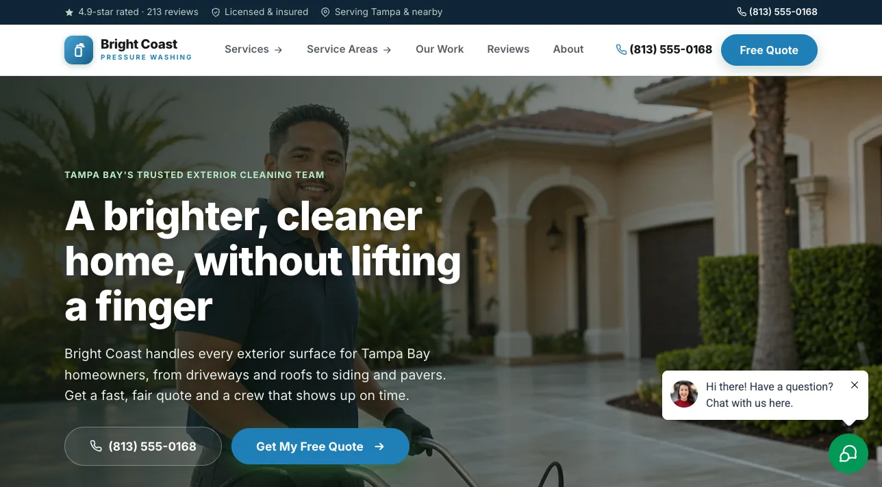 Live pressure washing demo site built by Alexo Digital