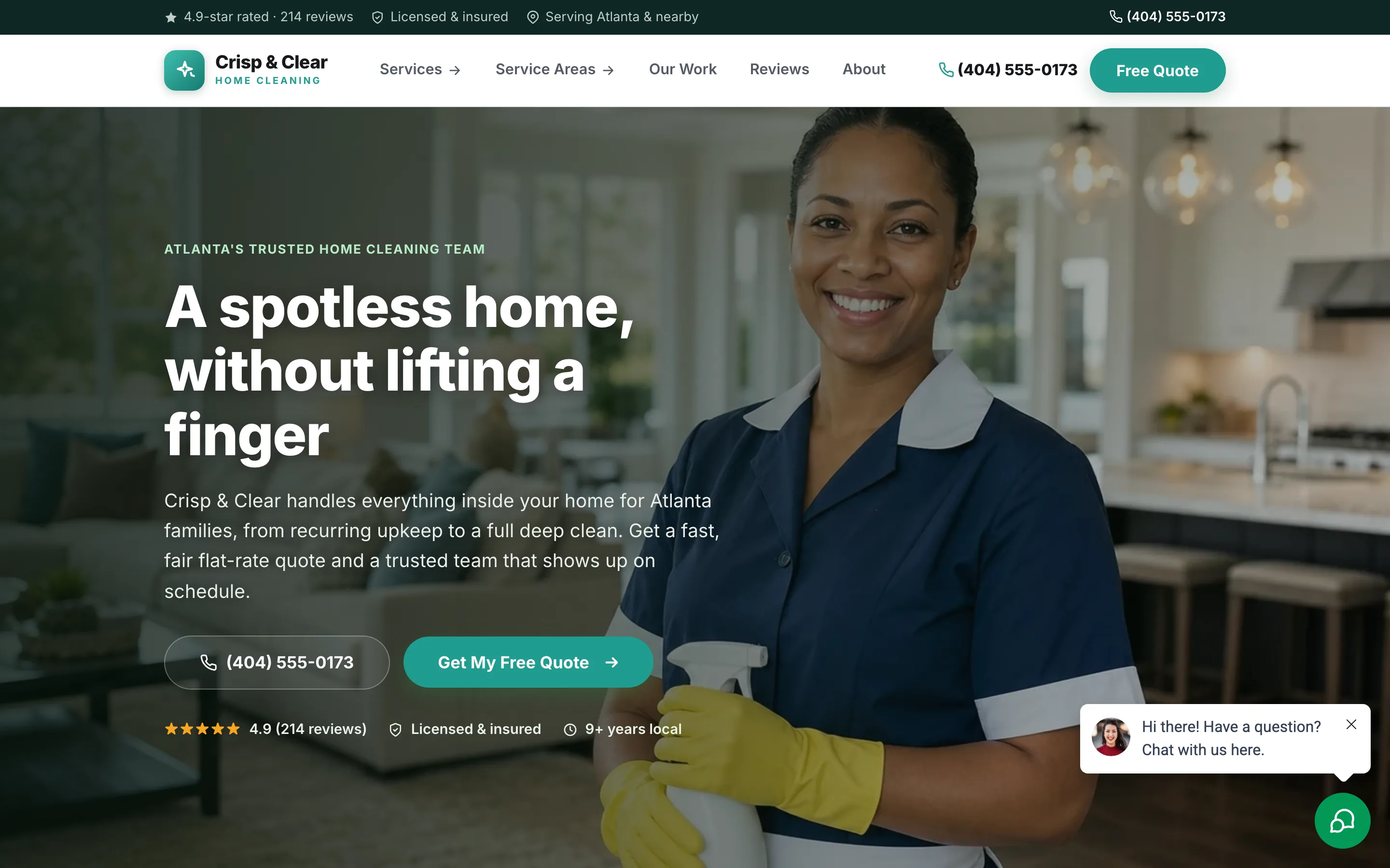 House cleaning demo website build