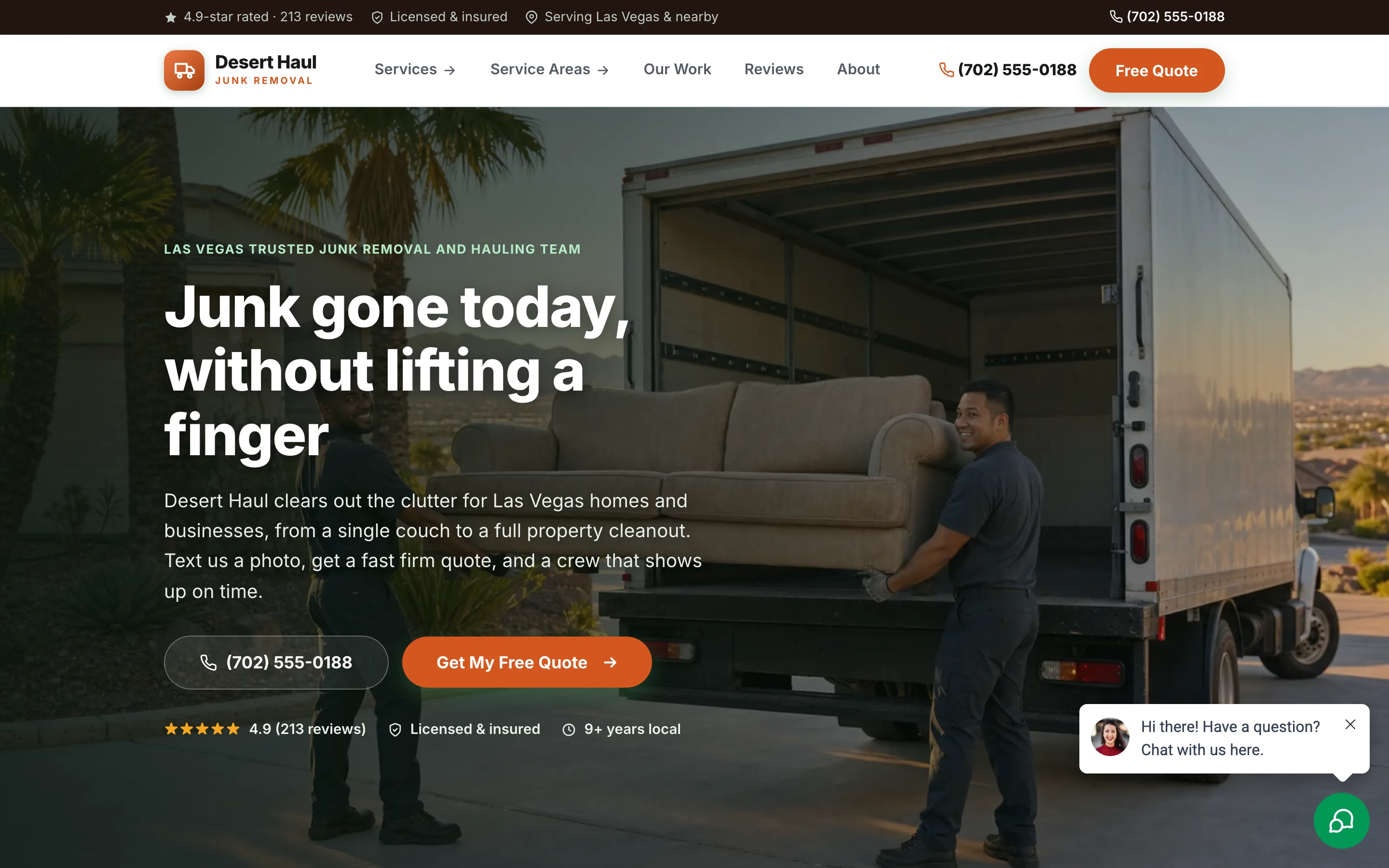 Junk removal demo website build