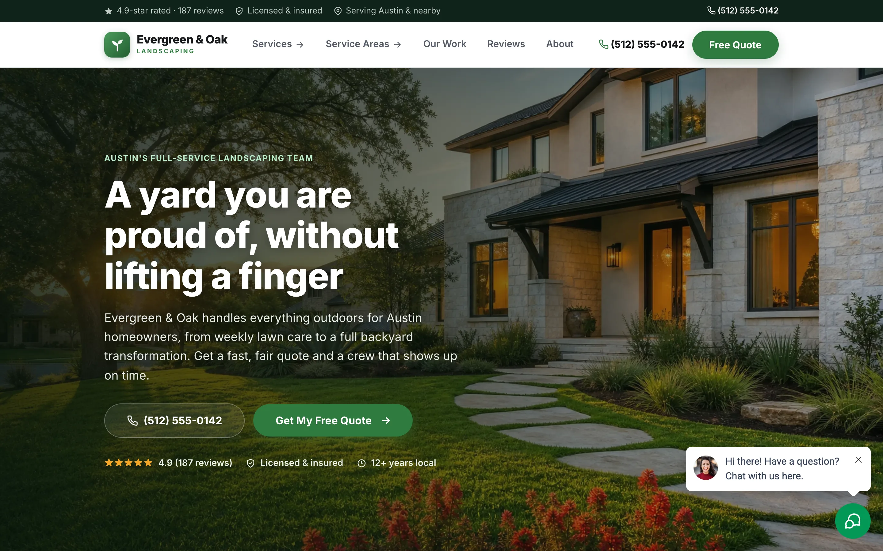 Evergreen and Oak Landscaping, a real live build on the Alexo platform