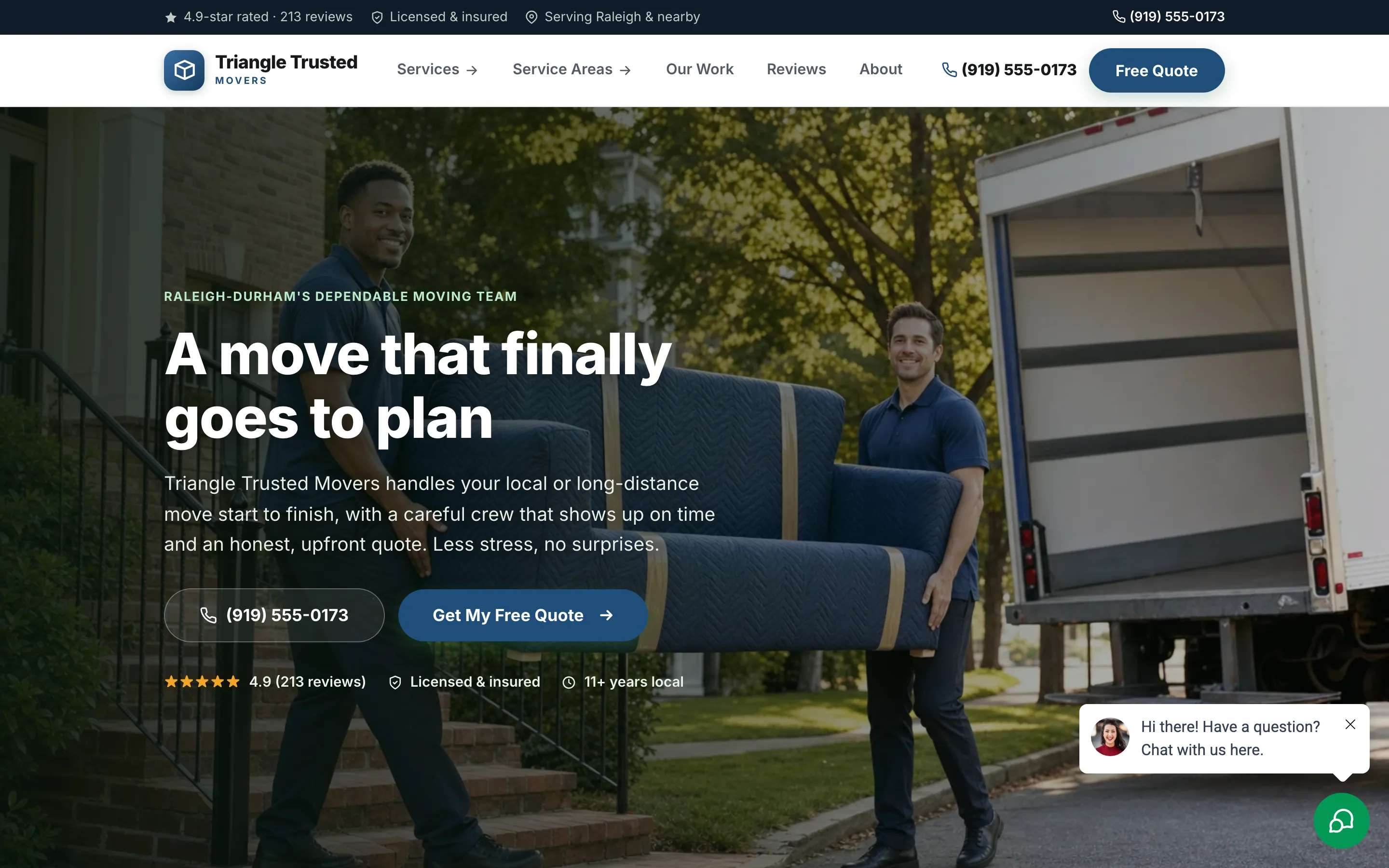 Moving company demo website build